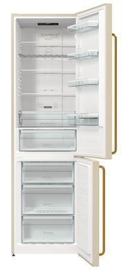 Холодильник з нижн. мороз. камерою Gorenje, 200х60х60см, 2 двері, 235( 96)л, А++, NF+ , Зона св-ті, Внутр. Диспл, Беж NRK6202CLI фото