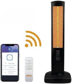 Инфракрасный обогреватель Ufo Erciyus Smart 2300 2.3 кВт, до 28 м2, колонного типа, IP24, мех. управление, пульт ДУ, Wi-Fi
