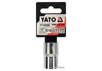 Головка торцевая YATO: TORX E18, квадрат 1/2", CrV, DIN 2124