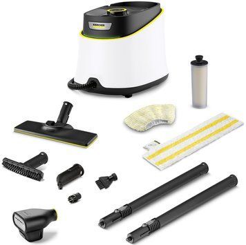 Karcher Пароочиститель SC 3 Deluxe Textile Edition, 1900Вт, 1000мл, 3.5Бар, насадка отпариватель в компл., бело-черный 1.513-435.0 фото