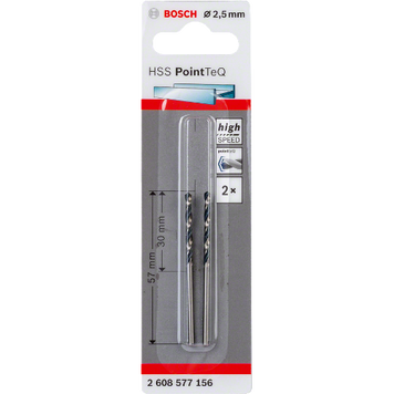 Свердла по металу Bosch HSS Point TeQ 2.5 мм 2608577156