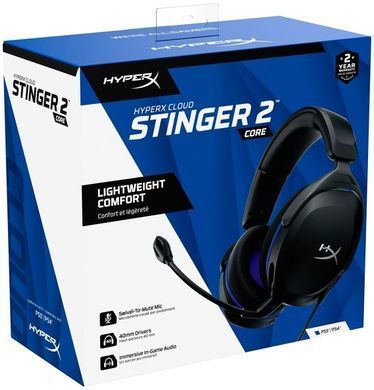 Гарнітура HyperX Cloud Stinger 2 Core PS5/PS4, mini-jack, чорно-синій (362231) 6H9B6AA фото