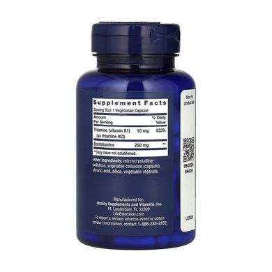 Бенфотиамин, Mega Benfotiamine, Life Extension, 250 мг, 120 капсул на рослинній основі