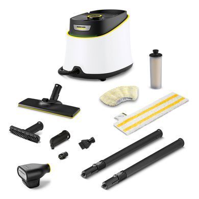 Karcher Пароочисник SC 3 Deluxe Textile Edition, 1900Вт, 1000мл, 3.5Бар, насадка відпарювач в компл., біло-чорний (383307) 1.513-435.0 фото