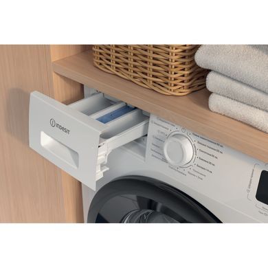 Indesit Стиральная машина фронтальная, 7кг, 1200, A+++, 49.6см, дисплей, пар, инвертор, люк черный, белый IM712BMYTIMEUA фото