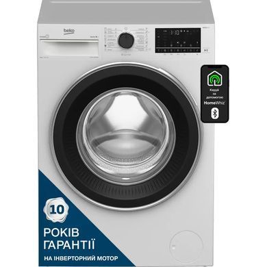 Beko Пральна машина фронтальна, 8кг, 1400, A+++, 55см, дисплей, пар, інвертор, білий (372582) B5WFU58436W фото