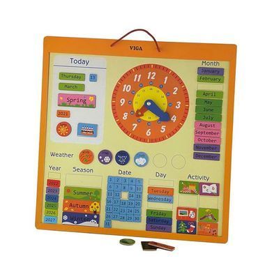Магнітний календар Viga Toys із годинником англійською мовою (50377) dt_517 фото