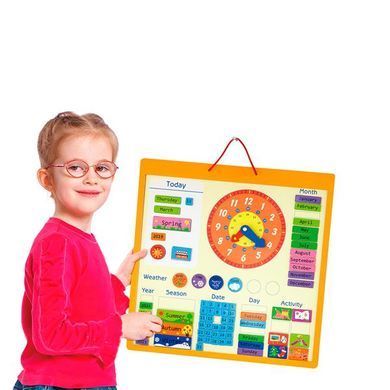 Магнітний календар Viga Toys із годинником англійською мовою (50377) dt_517 фото