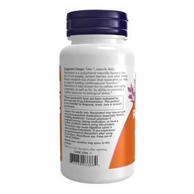 Ресвератрол (Экстра Сила) Now Foods Extra Strength Resveratrol 350 мг 60 капсул
