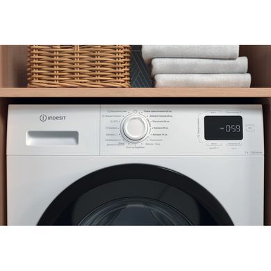 Indesit Стиральная машина фронтальная, 7кг, 1200, A+++, 49.6см, дисплей, пар, инвертор, люк черный, белый IM712BMYTIMEUA фото