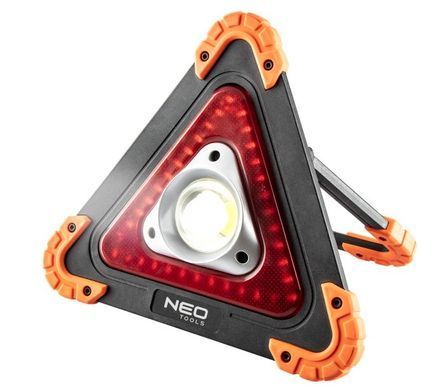 Прожектор на батарейках Neo Tools, треугольный, ААх4, 22x220x45мм, 800лм, 10Вт, 3 функции освещения, белый/красный свет.