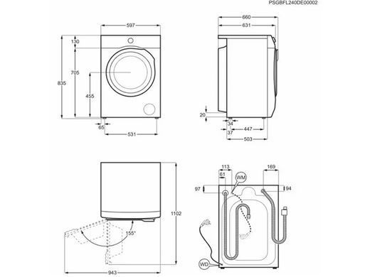 Electrolux Прально-сушильна машина фронтальна, 11(7)кг, 1600, А, 58см, дисплей, пара, інвертор, білий (380736) EW7W4602U фото