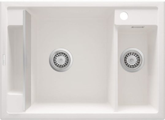 Мийка кухонна Deante Magnetic, граніт, прямокутник, без крила, 690х500х219мм, чаша - 1.5, накладна, алебастр (356347)