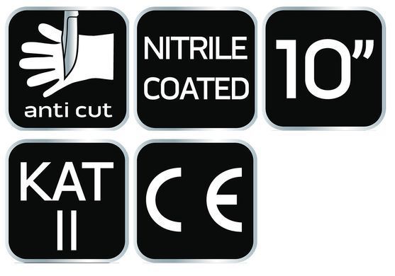Перчатки Neo Tools 97-610 защитные 4X43D, нитрил, высокая устойчивость к разрывам и проколам размер 10/XL