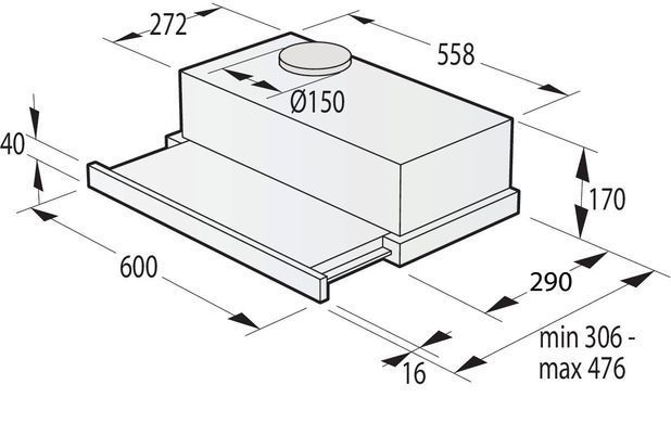 Gorenje Вбудована телескопічна витяжка TH64E4BG (350866) TH64E4BG фото