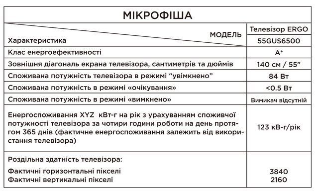 Телевизор ERGO 55GUS6500 (6890909) 55GUS6500 фото