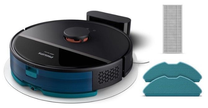 Philips Робот-пилосос Series 3000, h=34см, вологе прибирання, конт пил -0.35л, вода -0.3л, автон. робота до 200хв, НЕРА 11, чорний (373869) XU3000/01 фото