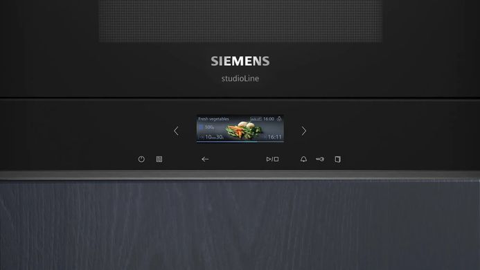 Siemens Микроволновая печь встраиваемая, 21л, электронное управление, 900Вт, гриль, дисплей, черный BE732R1B1 фото