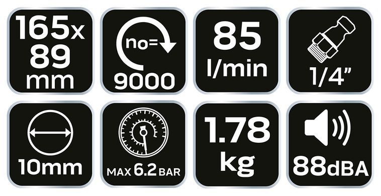 Пневматическая орбитальная шлифовальная машина NEO 14-018, прямоугольная платформа 89х165 мм, 9000 об/мин, 6,3 бар.