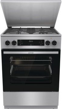 Gorenje Плита комбінована, 71л, 60x60см, дисплей, чавун,з кришкою, програматор IconLed,нерж (385821) GKS6C71XF фото