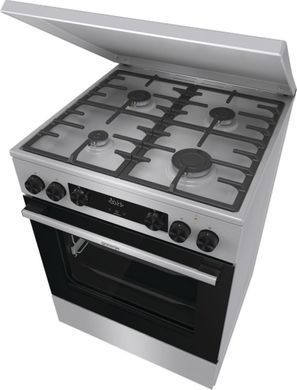 Gorenje Плита комбінована, 71л, 60x60см, дисплей, чавун,з кришкою, програматор IconLed,нерж (385821) GKS6C71XF фото