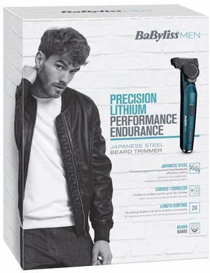 BaByliss Тример для стрижки бороды, 1 насадка, футляр, синий