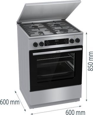Gorenje Плита комбінована, 71л, 60x60см, дисплей, чавун,з кришкою, програматор IconLed,нерж (385821) GKS6C71XF фото