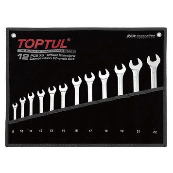 Набор ключей комбинированных (угол 75&deg;) 12шт. 8-22мм (черный чехол) TOPTUL GPAN1201