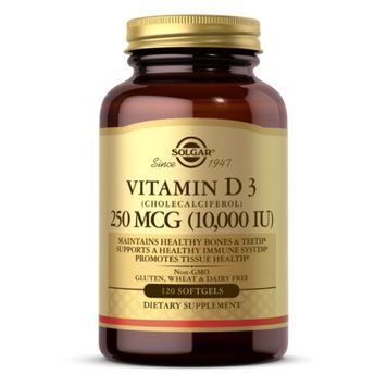 Вітамін D3 Solgar Vitamin D3 (Cholecalciferol) 250 мкг 10.000 МО 120 гелевих капсул