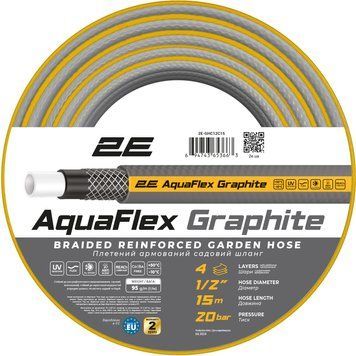 Шланг садовий 2Е AquaFlex Graphite 1/2" 15м 4 шари 20бар 2E-GHC12C15 фото