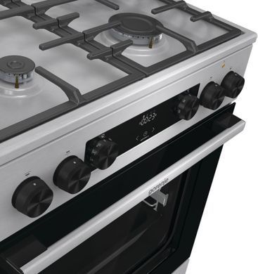 Gorenje Плита комбінована, 71л, 60x60см, дисплей, чавун,з кришкою, програматор IconLed,нерж (385821) GKS6C71XF фото