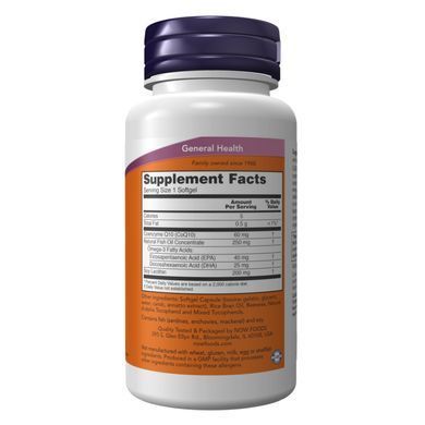 CoQ10 60mg with Omega-3 - 120 sgels Now Foods / Коензим Q10 з Омега-3