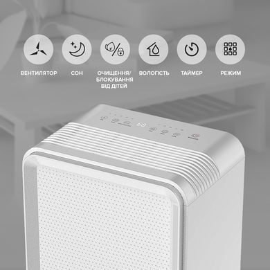 MYCOND Осушувач повітря Roomer Smart 12 побутовий, 12л.на добу, 120м3/год, 25м2, дисплей, ел. кер-ня, Wi-Fi, таймер, авто вимк., білий (369687) ROOMER_SMART_12 фото