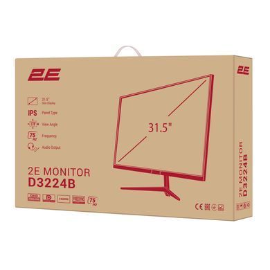 2E Монітор 31.5" D3224B 2xHDMI, DP, IPS, 2560x1440, 75Hz, 5ms, FreeSync (377117) 2E-D3224B-01.UA фото