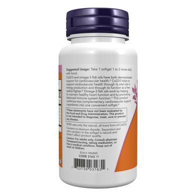 CoQ10 60mg with Omega-3 - 120 sgels Now Foods / Коензим Q10 з Омега-3