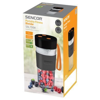 Sencor Блендер портативний для смузі 50Вт, чаша-330мл, USB, чорний (380871) SBL151BK фото