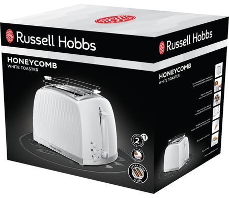 Russell Hobbs Тостер Honeycomb, 850Вт, пластик, широкі слоти, білий (332905) 26060-56 фото