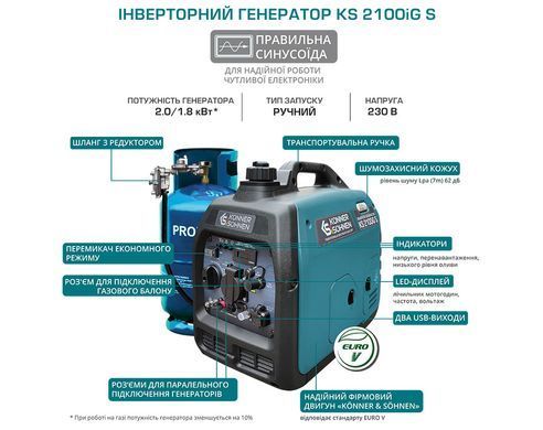 Інверторний газобензиновий генератор KS 2100iG S KS 2100iG S фото