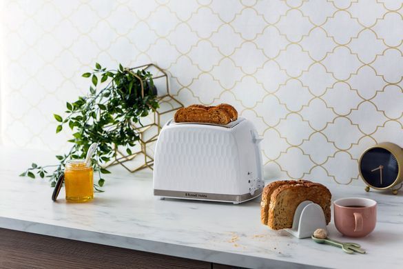 Russell Hobbs Тостер Honeycomb, 850Вт, пластик, широкі слоти, білий (332905) 26060-56 фото