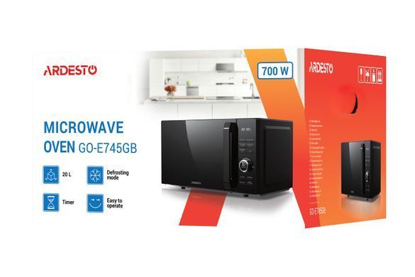 Микроволновая печь ARDESTO 20л, электр.управл., 700Вт, дисплей, откр.ручкой, быстрый старт, черный (357607) GO-E745GB фото