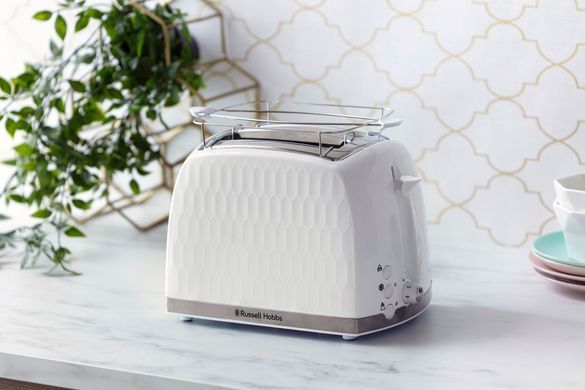 Russell Hobbs Тостер Honeycomb, 850Вт, пластик, широкі слоти, білий (332905) 26060-56 фото