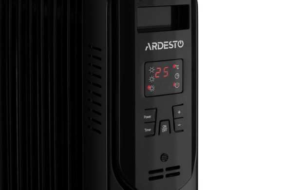 Масляный радиатор ARDESTO (357364) , 25м2, 2500Вт, электр. упр-ние, 11 секций, пульт ДУ, чёрный