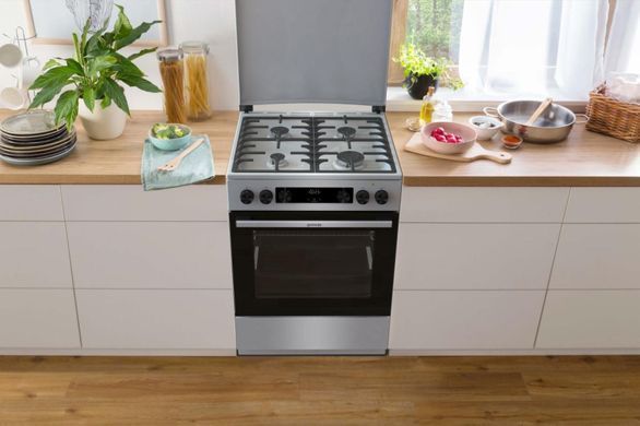 Gorenje Плита комбінована, 71л, 60x60см, дисплей, чавун,з кришкою, програматор IconLed,нерж (385821) GKS6C71XF фото