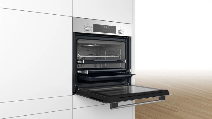 Bosch Духовой шкаф электрический, 66л, A, дисплей, конвекция, телескопические направляющие, нержавеющая сталь HBJ558YS3Q фото