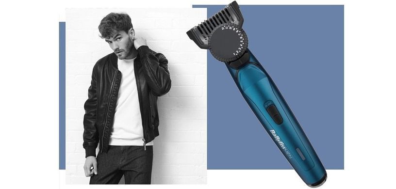 BaByliss Тример для стрижки бороды, 1 насадка, футляр, синий