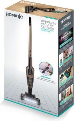 Пылесос Gorenje беспроводный, 176Вт, конт пыль -0.6л, автон. раб. до 70мин, HEPA, 2 в 1, подсветка, индикатор, щетка- электротурбо, бронзы SVC288191FSIIGO фото