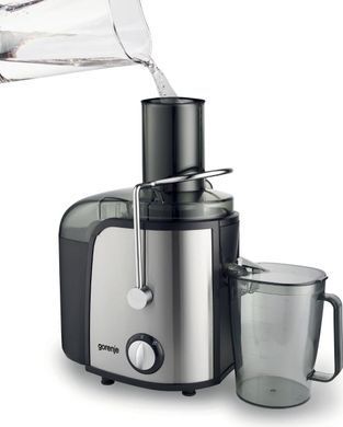 Gorenje Соковитискач відцентрований 800Вт, чаша-1.1л, жмих-1.5л, жолоб на ціле яблуко, пластик/метал, чорний (376355) JC805EII фото