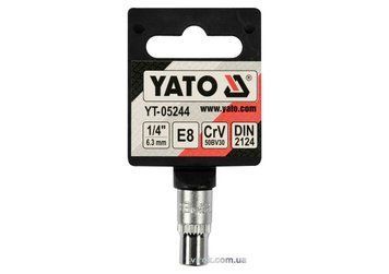 Головка торцевая YATO: TORX E8, квадрат 1/2", CrV, DIN 2124
