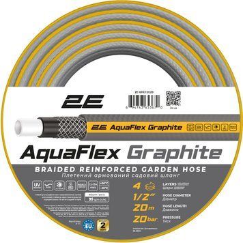 Шланг садовий 2Е AquaFlex Graphite 1/2" 20 м 4 шари 20бар 2E-GHC12C20 фото