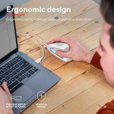 Trust Миша Verto Ergonomic, USB-A, Білий (370561) 25133_TRUST фото
